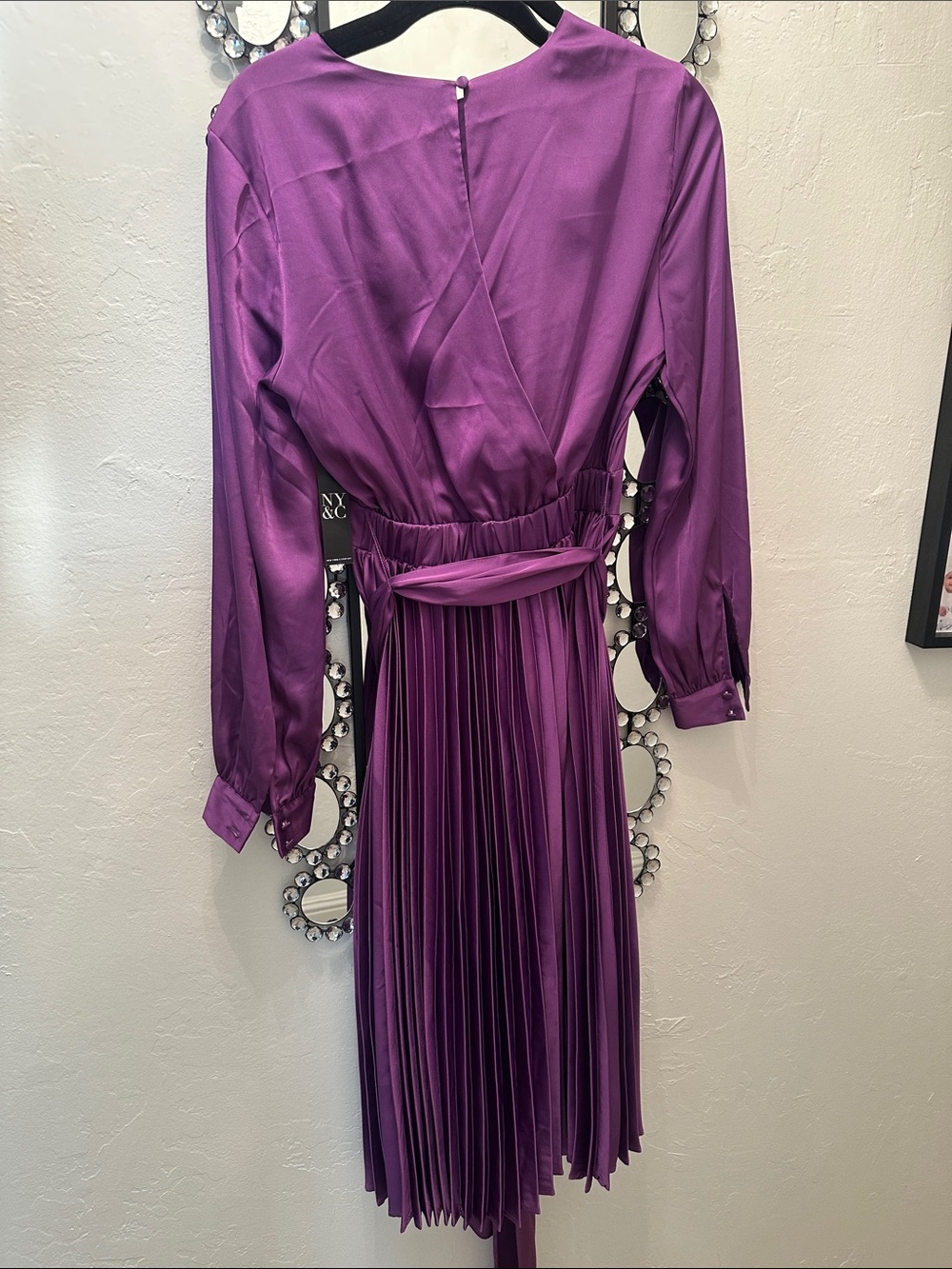 New York & Co Purple Pleated Midi Dress -NWT - Picture 4 of 6